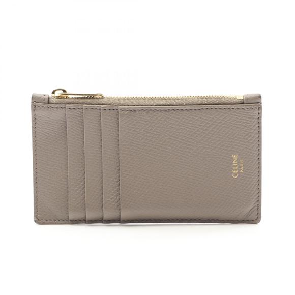 Celine Case Card Leather Holder Brown Zipped - Picture 1 of 7